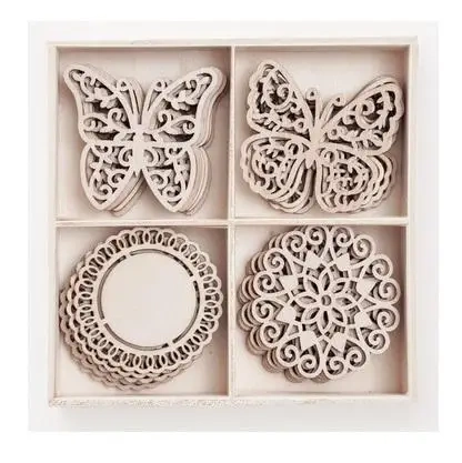 Kształty z drewna dekory i motyle 20szt - Dalprint dpCraft