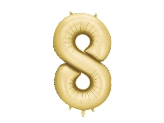 Balon foliowy cyfra 8 86cm złoty - PartyDeco