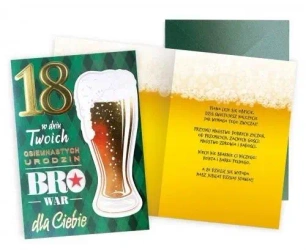 Karnet. Urodziny 18 (osiemnastka, cyfry, browar) DKP-004 - Passion Cards