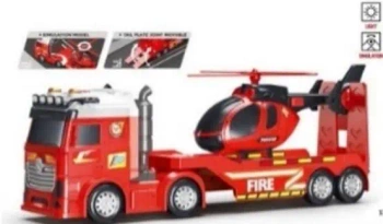 Auto laweta + helikopter Straż pożarna 55x12x20cm - Madej