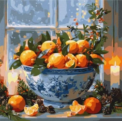 Malowanie po numerach - Cytrusy w wazonie 40x40cm - Ideyka