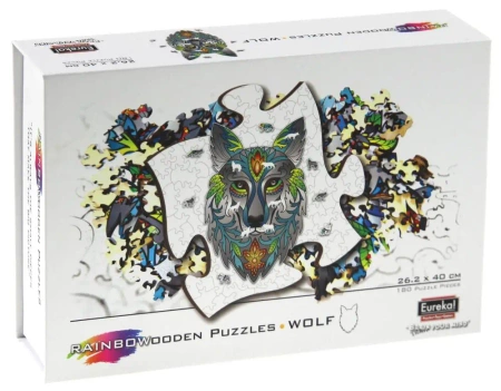 Puzzle 180 drewniane kolorowe Wilk - EUREKA 3D