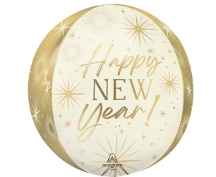 Balon foliowy kula gold New Year 38cm - Godan