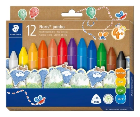 Kredki woskowe trójkątne Jumbo Noris 12 kolorów Staedtler