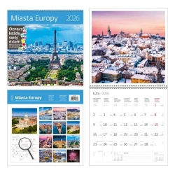 Kalendarz 2026 ścienny 30x30 Miasta Europy HELMA