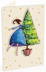 Karnet C6 naklejany + kop. Święta Kob. i choinka - Cozywood