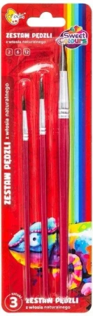 Pędzle włosia naturalnego nr: 2, 6, 12 3szt - Sweet colours