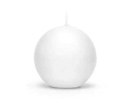 Świeca matowa Kula biały 6cm 10szt - PartyDeco