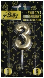 Świeczka urodzinowa 3 Metaliczna złota - GoParty