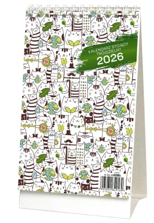 Kalendarz 2026 stojący trójdzielny koty - Wokół Nas