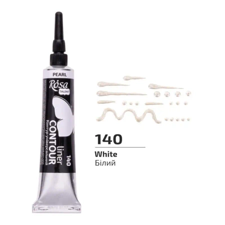 Farba aktylowa kontur universal perłowa white 20ml - Rosa