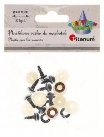 Oczy do maskotek plastikowe 10mm z mocowaniem 8szt - Titanum