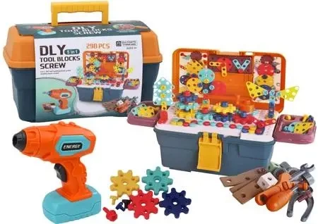 Klocki puzzle konstrukcyjne 3D w skrzynce - Leantoys