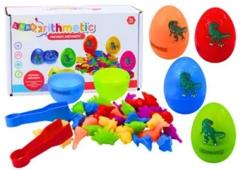 Sorter jaja dinozaurów szczypce kolorowe 6szt - Leantoys