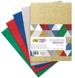Arkusze piankowe A4 5 kolorów Brokat HAPPY COLOR - GDD