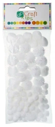 Pompony akryl/opal białe 85szt mix - Dalprint dpCraft