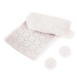 Futerkowe pompony na taśmie białe 3cm 50szt - Dalprint