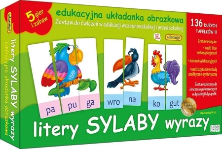 Układanka edukacyjna - Litery sylaby wyrazy - Adamigo
