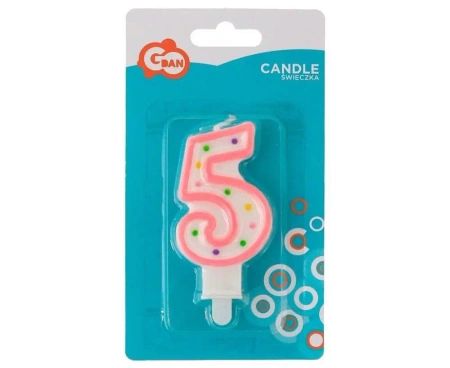 Świeczka cyfra 5 z kropeczkami 7.5cm - Godan