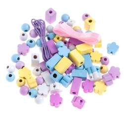 Koraliki drewniane w słoiczku pastelowe 50szt - Dalprint dpCraft