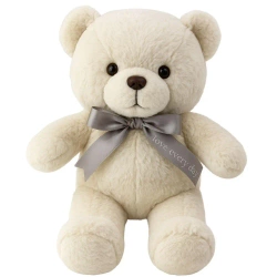 Miś pluszowy z kokardką biały Happy Every Day - Leantoys