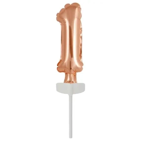 Balon foliowy mini cyfra 1 różowe złoto 4x12cm - Amscan