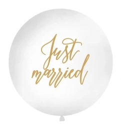 Balon Just married 1m biały - PartyDeco