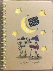 Kołonotatnik B6/80K kratka kraft Koty nocą - Fresh