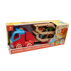 Duża laweta z drewnianymi autami