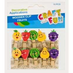 Spinacze drewniane owoce 10szt - Craft with Fun