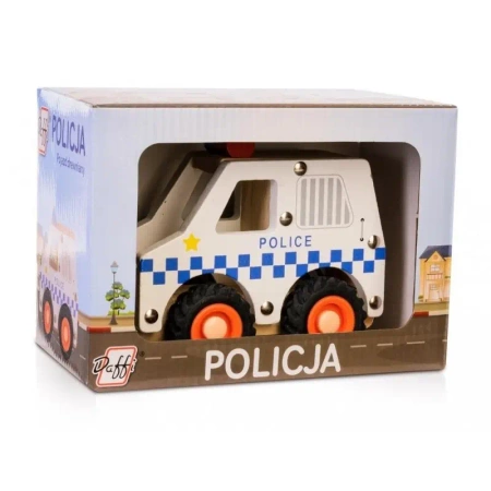 Auto drewniane z oponami Policja - Daffi
