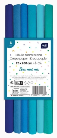 Bibuła marszczona Sea mini mix 6szt 200x25cm - INTERDRUK