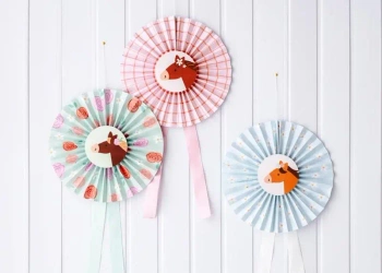 Rozety dekoracyjne Konie 35cm 3szt - PartyDeco