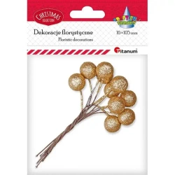 Drucik z kulką 15mm złotą brokatową 10szt - Titanum