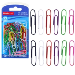 Spinacze biurowe kolorowe 33mm 90szt - Leantoys