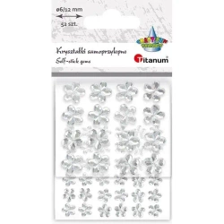Kryształki samoprzylepne kwiaty 52szt srebrne - Titanum