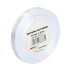 Wstążka satynowa biała 12mmx32m - Brewis