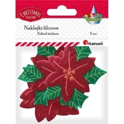 Naklejki filcowe poinsecja czerwona 6szt - Titanum
