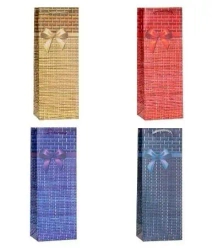 Torebka ozdobna na butelkę 12x35x9cm mix ROZETTE