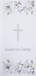 Karnet Chrzest DL C19 - Krzyż kwiaty niebieski - MAK