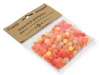 Dekoracje pompony 1cm mix pomarańczowy 120szt - Penword