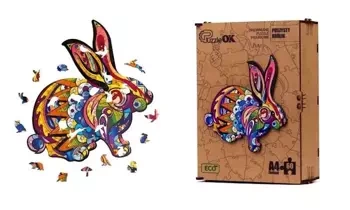 Puzzle drewniane eko 60 Puszysty królik A4 - PuzzleOK