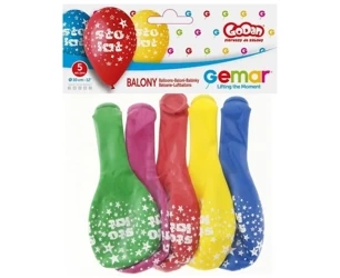 Balony Sto Lat, kolorowe MIX 30cm 5szt - Godan