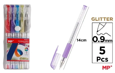 Długopis brokatowy 0.9mm 5 kolorów - MP Main Paper
