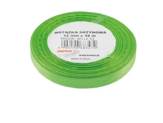 Wstążka satynowa zielona 12mmx32m - Brewis