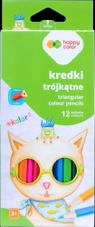 Kredki drewniane trójkątne 12 kolorów HAPPY COLOR - GDD
