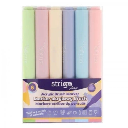 Marker akrylowy z końcówką Brush 6kol STRIGO