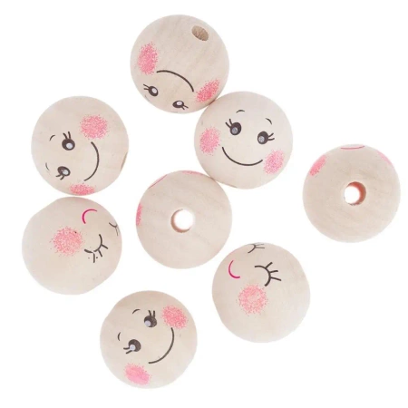 Koraliki drewniane kulki buźki 3cm 8szt - Dalprint dpCraft