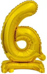 Balon foliowy B&C Cyfra stojąca 6, złota, 38 cm - Godan