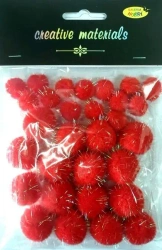 Pompony glitter czerwone 15x25mm 30szt - Galeria Hobby